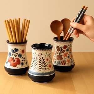 Recipiente de Cerámica para Utensilios |   Recipiente para Guardar Utensilios de Cocina |   Uso en el hogar, restaurantes y hoteles - Product Image 3