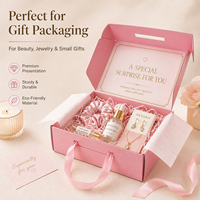 Boîte cadeau portable en carton ondulé avec poignée en ruban satiné, logo personnalisé accepté, boîte d'emballage pour cosmétiques, cadeaux de fête et de mariage