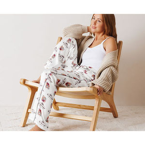 Pantaloni pigiama estivi con stampa floreale da donna, comodi in Spandex, in materiale modale traspirante alla moda da donna - Product Image 1