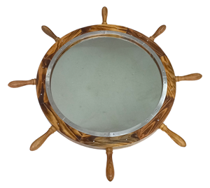 Espejo de rueda de barco náutico redondo respetuoso con el medio ambiente, artículo de decoración de pared, espejo de baño de madera, espejo de rueda de barco decorativo para el hogar a la venta - Product Image 3