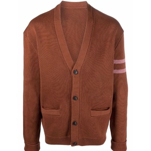 Pull cardigan décontracté marron chocolat avec broderie personnalisée pour unisexe - Product Image 1