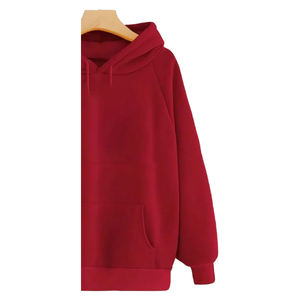Robe sweat-shirt d'hiver en molleton 100% coton pour femme, personnalisée, écologique, respirante, coupe-vent, avec broderie en relief sur le devant, rouge, col rond - Product Image 5