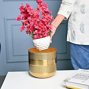Florero de Metal de Venta caliente para decoración de oficina, florero de mesa, florero de Metal, aspecto de lujo con diseño de textura 2025 - Product Image 4
