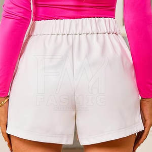 Best Selling Premium Quality Women's Casual Leather Shorts Breathable Waterproof Quick Dry Lightweight Solid Color <b>Drawstring</b> - Product Image 5