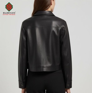 Blouson Bomber Casual d'Hiver pour Homme avec Col Mandarin Fermeture Éclair Motif Uni Cuir Synthétique Service OEM - Product Image 4