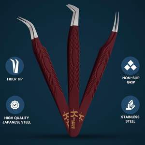 Pinzas para Pestañas KHADMI IMPEX con Punta de Fibra, Rectas y Curvas, para Extensiones de Pestañas con Volumen - Product Image 1