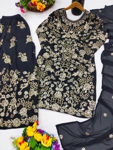 Nouveau concepteur solide motif Georgette Sharara costume mignon bohème décontracté genou longueur brodé renard codage séquence travail tissé - Product Image 6