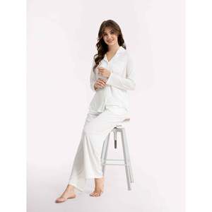 Conjunto de Pijama Personalizado de Bambú con Cuello Acanalado, Estilo Clásico Premium, Talla XS, Tejido Suave, Cintura Elástica con Cordón Ajustable para Primavera, Personalizable - Product Image 6