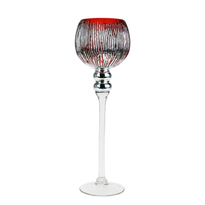 New Arrival Hand Blown Colored Glass Mercury <b>Red</b> Etched Glass <b>Candle</b> Holder for Party - Product Image 6