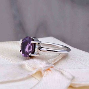 Anillo Bohemio Hecho a Mano en Plata de Ley 925 con Amatista Natural en Engaste de Puntas para Mujer y Regalos de Boda/Fiesta - Product Image 4