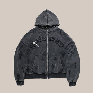 Sudadera Vintage de Alta Calidad, 100% Algodón, Lavada con Ácido, Sudadera Pesada de 460g, Sudadera Desgastada, Tallas Grandes - Product Image 1