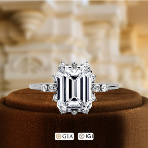 Anillo de Compromiso con Diamante Cultivado en Laboratorio de 1 Quilate, Corte Esmeralda, Anillo de Boda con Engaste en Racimo, Oro Sólido de 14K, Anillo Nupcial Certificado por IGI - Product Image 2