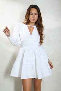 Lowest Price <b>Summer</b> <b>Boho</b> Women's Casual Ladies Maxi <b>Dress</b> 100% Cotton Mini-Length with Natural White <b>Dress</b> - Product Image 3