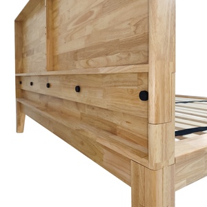 Vietnam Reseller Support Minimalist Design Solid Rubberwood Beds Frame Japanese Joinery Easy Assembly Queen Size Bed OEM/ODM - Product Image 4
