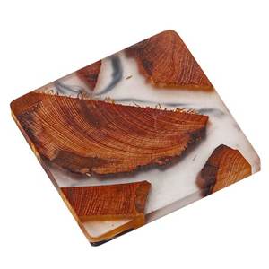 Sous-verres carrés faits à la main en résine, design en bois, ensemble de sous-verres à thé, qualité supérieure, sous-verres carrés ronds en résine époxy et bois personnalisables - Product Image 5