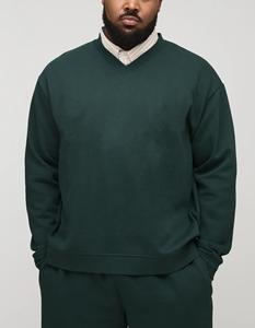 Vente en gros Survêtement confortable en molleton de coton biologique sans ficelle 2 pièces sweat surdimensionné avec logo personnalisé pour hommes jogger grande taille - Product Image 3