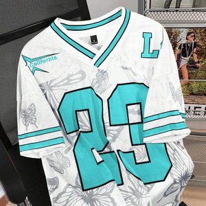 Streetwear personnalisé Tee Shirt unisexe sérigraphié graphique brodé recadrée Boxy Mesh Football Jersey T Shirt pour hommes - Product Image 1