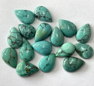 Cabujón de pera turquesa tibetana natural 6x9mm de alta calidad-Pera turquesa tibetana suelta - Product Image 1