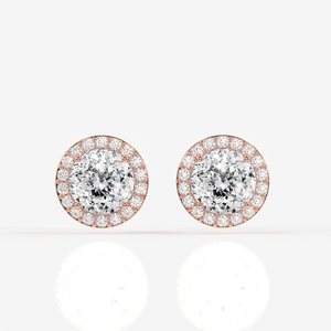 Portuguese Cut Moissanite Diamond Halo <b>Stud</b> Elegant Sterling <b>Silver</b> <b>Stud</b> Earrings - Product Image 4