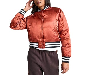 แจ็กเก็ตผ้าซาตินปักลายสำหรับสตรีเสื้อแจ็กเก็ตมีลายตัวอักษร - Product Image 1