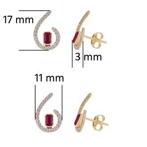 14K Gold <b>Garnet</b> and Amethyst Drop <b>Earrings</b> with Diamond Swirl Design - Product Image 4