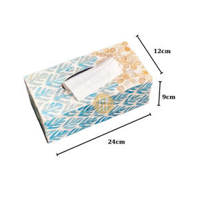 Porte-mouchoirs en tissu fin d'origine vietnamienne pour l'organisation de la table de toilette de luxe et la protection des mouchoirs avec incrustation de coquillages scintillants - Product Image 6