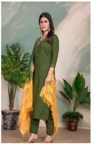 เครื่องแต่งกายลำลองสำหรับผู้หญิงผ้าปักลายวิสคอสจากปากีสถานดีไซน์เนอร์สไตล์อินเดีย - Product Image 3