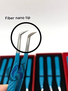 Ensemble de pinces à cils en acier inoxydable de précision, pointe lisse bleue, 10 mm, emballage en boîte - Product Image 3