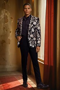 <b>Men's</b> Suit Embroidery Floral Pattern Jacket Dinner Party Performance Wear Stage Blazer Handmade Tuxedo <b>for</b> Wedding <b>Groom</b> Party - Product Image 3