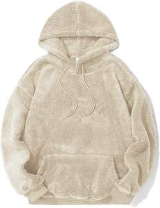 Mens Fuzzy <b>Sherpa</b> Hoodie Pullover Sweatshirts Loose Cozy Pocket Long Sleeve Winter Hooded Outwear men hoodie chunky <b>fabric</b> - Product Image 4