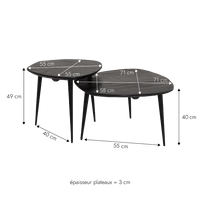 Table basse gigogne moderne en bois de manguier noir