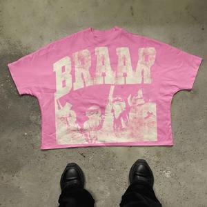 Camiseta básica de cuello redondo de algodón 100% Unisex, manga corta de gran tamaño con diseño cuadrado, gráfico de impresión Digital personalizado para hombres - Product Image 5