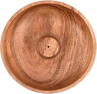 Soporte redondo de madera de acacia para palo de incienso, quemador de incienso, Cather de ceniza y adorno de aromaterapia decoración del hogar (5 "X 5" X 1,5 ")