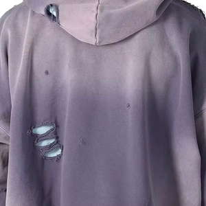 Sudadera con Capucha Vintage para Hombre, Estilo Desgastado, Teñido Liso, Tela Gruesa, Estilo Lavado, Detalles de Costura, Logotipo Personalizado, OEM, ODM - Product Image 2