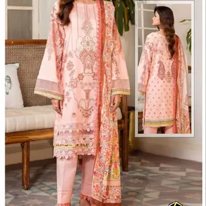 풀파리 여성 파키스탄 쿠르타 새로운 패션 헤비면 인쇄 독점적 인 카라치 컬렉션 확장 컬렉션