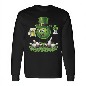 Camiseta de manga larga para amantes de la cerveza y el bolos del Día de San Patricio - Product Image 2