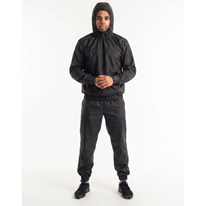 OEM Customized Solid Black Gym Sauna Jacket Pant Suit Elastic Waist Breathable Body Slimming Weight Loss Home Use Leisure Bottom - Product Image 4