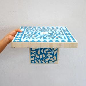 Présentoir à gâteau rond élégant en incrustation d'os avec motif floral, plateau à gâteau en incrustation d'os fait main de qualité supérieure pour décoration de table de mariage - Product Image 4