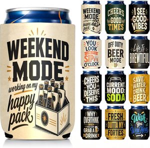 Beer Quote Can <b>Cooler</b> Sleeves 12oz Neoprene Insulated <b>Drink</b> Holders Keep <b>Drinks</b> Cold for Bar Party - Product Image 1