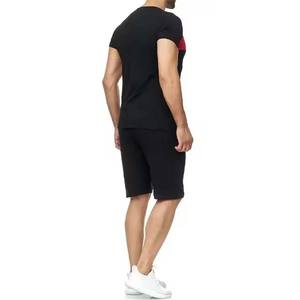 Ensemble de vêtements de sport en coton unisexe 220gsm vente en gros de jogging à manches courtes personnalisé été uni couleur unie hommes grande taille doux - Product Image 3