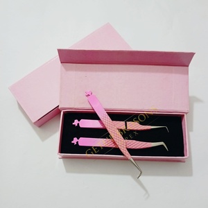 Pince à épiler pour cils de haute qualité, personnalisée, double couleur, à pointe lisse de 10 mm, en acier inoxydable, avec poignée diamantée, anti-magnétique - Product Image 6