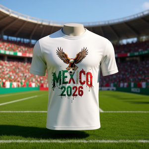 Maglia Unisex per Tifosi di Calcio Mondiali Messico 2026, T-Shirt Promozionale con Grafica Aquila Verde - Product Image 3