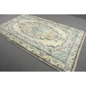 Rug, 5.9x9.5 ft Turkish Rug, <b>Yellow</b> Solid Rug <b>Wool</b> - Product Image 2