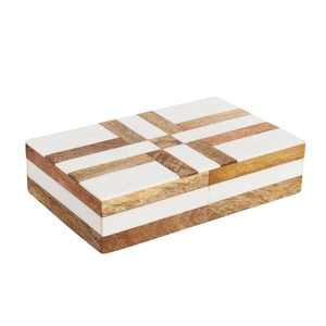 Cajas de Madera de Mango de Estilo Europeo con Arte Indio Exótico, Colección de Arte Popular Pulido, Tema Budista, Personalizables, 10x2.5x2 Pulgadas - Product Image 1