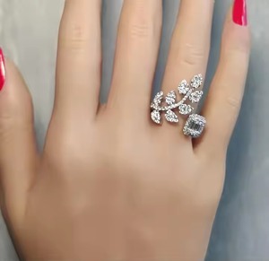 White Baguette Original Moissanite Diamond <b>Cocktail</b> <b>Ring</b> 925 Silver Fine <b>Ring</b> Guaranteed to Impress your personal collection - Product Image 1