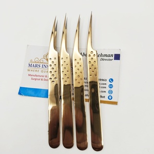 Pinzas Aislantes con Puntas de Fibra, Pinzas de Plasma Doradas para Extensiones de Pestañas, Punta Puntiaguda - Product Image 2