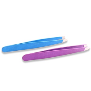 Pinzas coloridas más vendidas, cortapelos de acero inoxidable para cejas, puntas inclinadas, pinzas para cejas - Product Image 1