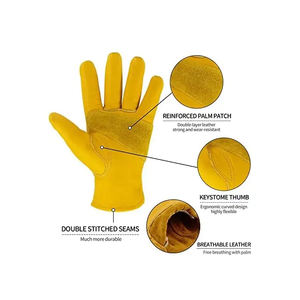 Guantes de conductor de trabajo de construcción de cuero de vaca de grano completo duraderos Protección de manos Guantes de conducción de seguridad de trabajo industrial - Product Image 3