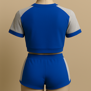 Dernier modèle de short et haut d'été écologique et respirant à col ras du cou en éponge française 100% coton pour femmes, ensemble deux pièces - Product Image 6