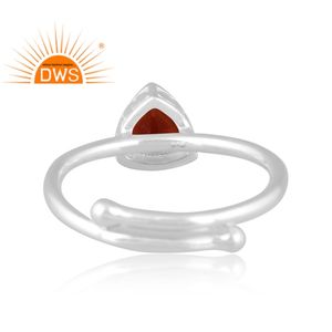 Nouvellement conception Fine en argent Sterling grenat naturel pierre précieuse bague réglable bijoux pour femmes cadeau pour elle - Product Image 4